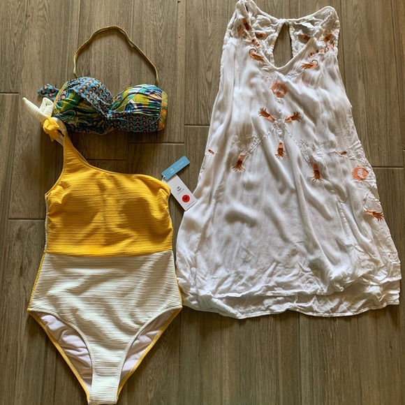 Lot of 3 beach cover, M cupshe, Trina Turk 8 - Picture 1 of 5